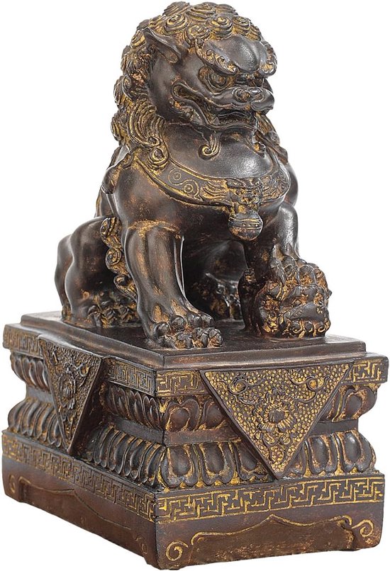 Vrouwelijke Chinese Guardian Lion Foo Dog Standbeeld - Aziatisch Decor 23 cm