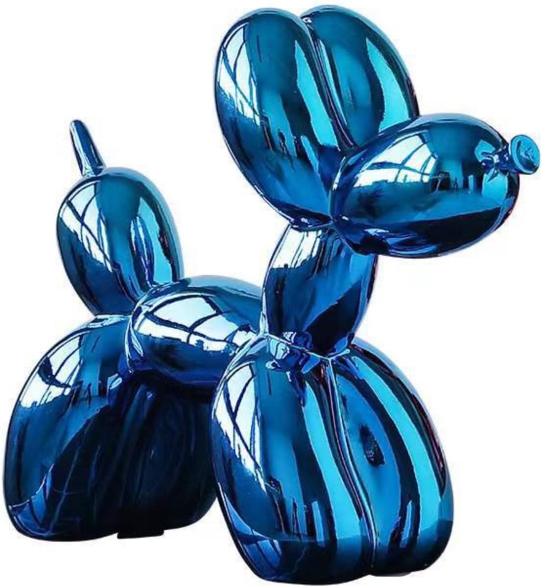 Gegalvaniseerde ballon hond sculptuur - Luxe ornament voor woonkamer, slaapkamer en kantoor decor - Spiegelfinish, blauw (18 x 20 x 9 cm)