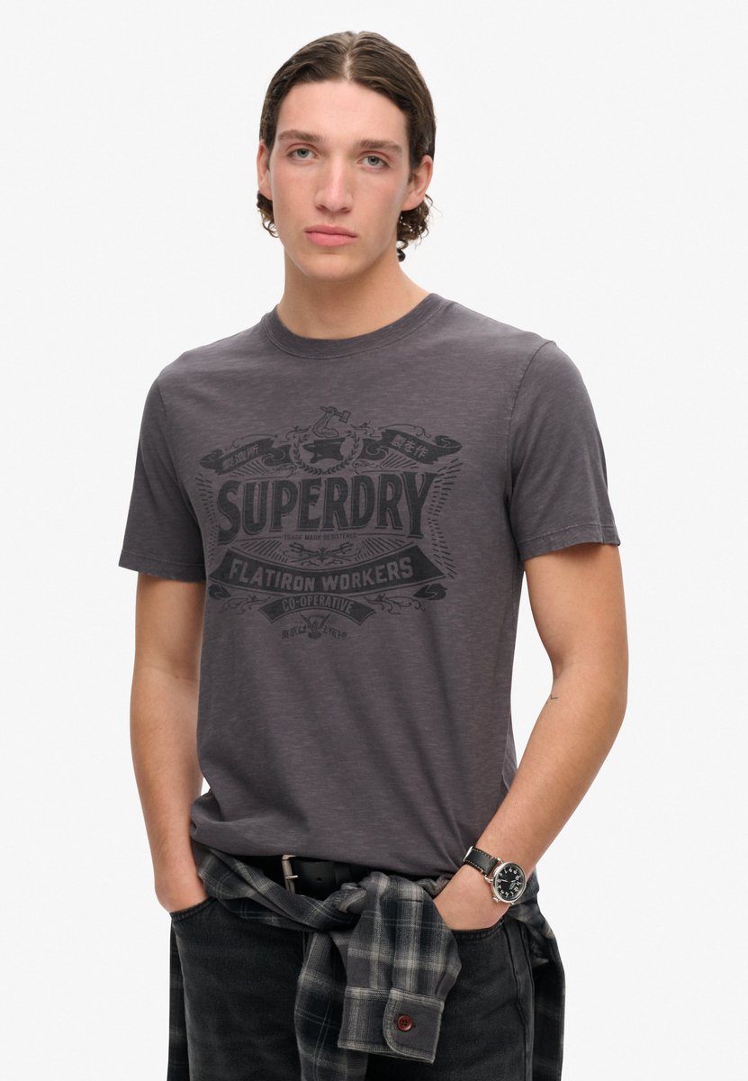 Superdry Workwear T-shirt met tekstprint Heren T-shirts Grijs