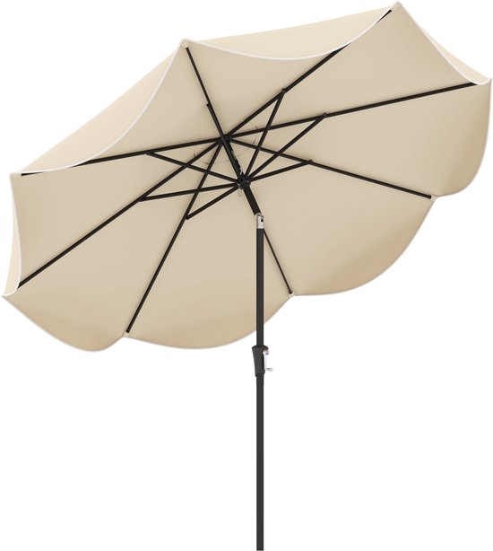 Parasol COSTWAY 270 cm, parasol de jardin avec manivelle et volant, inclinable à 25° des deux côtés, parasol de terrasse à 8 baleines, brise-vue pour jardin, balcon, terrasse