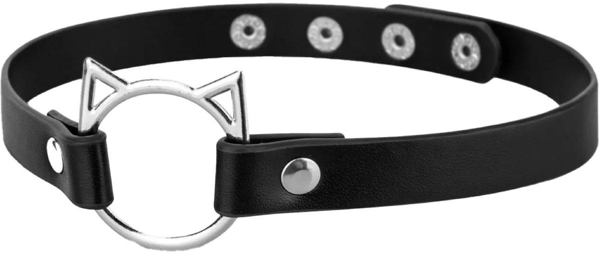 Choker kat - Kunstleer - Zwart