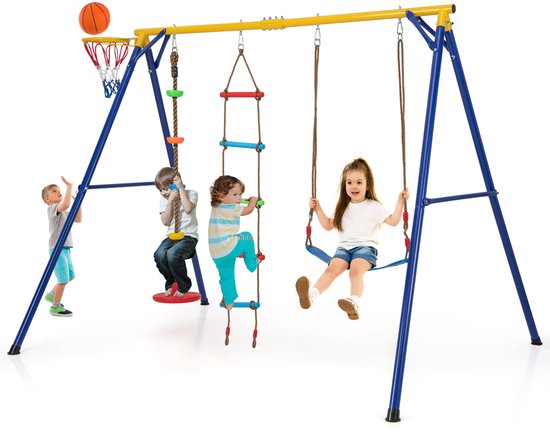 COSTWAY Schommelframe tot 200 kg belastbaar, schommelframe voor nestschommel, kinderschommel, schommelframe voor tuin, 194 x 184 x 180 cm