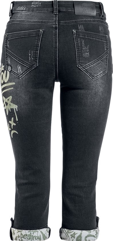 ROUGE ROCK-ENGINEERED DESIGN Jean 3/4 gris foncé avec détails graffitis Femme - 31