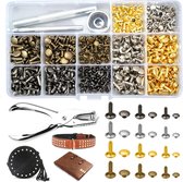 Selyse 100 stuks holle klinknagels, 9 x 9 mm, schacht, dubbele kop, ronde klinknagels, metalen klinknagels voor doe-het-zelf handwerk, leer, vervangende klinknagels (zwart