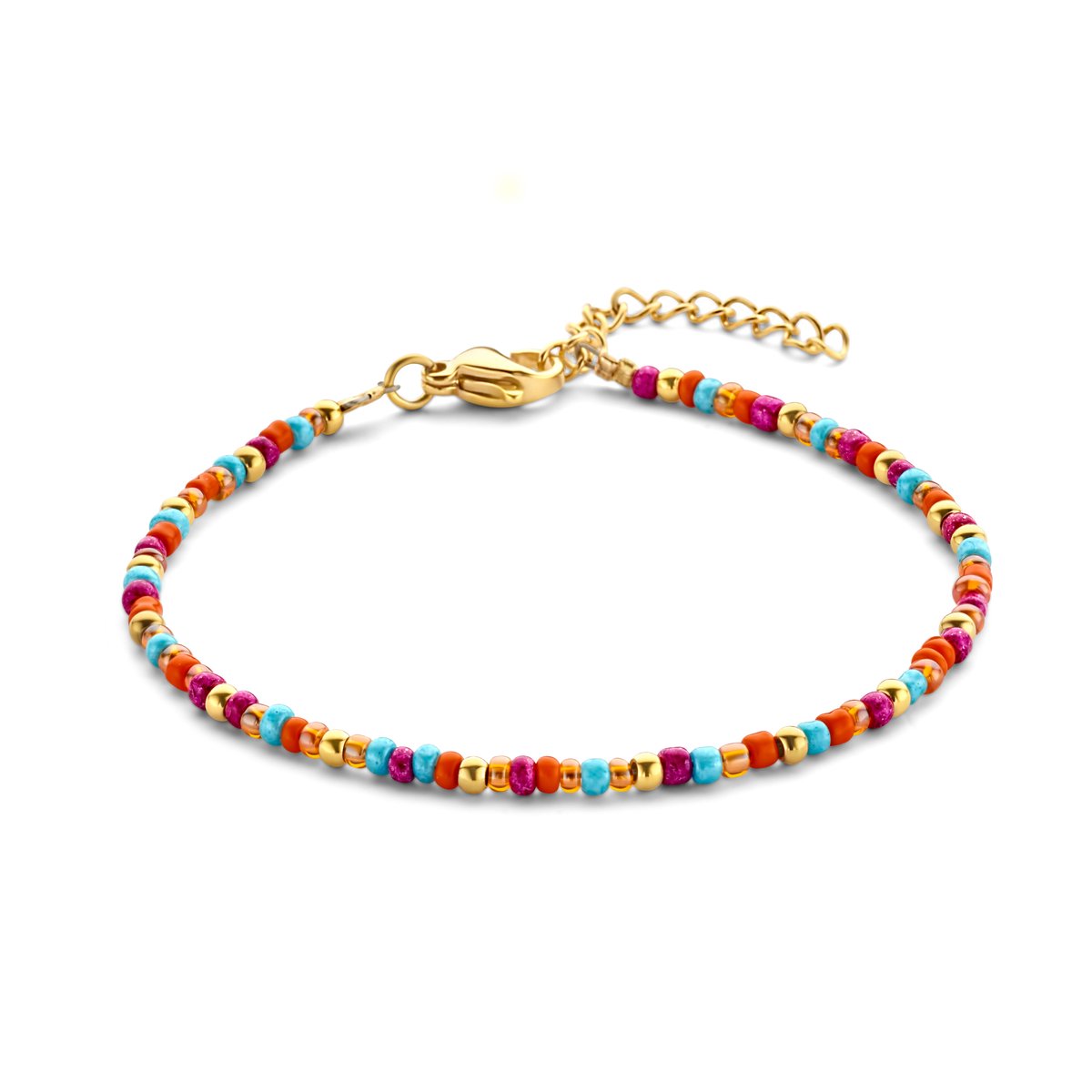 CO88 Collection Enkelbandje met Miyuki Kraaltjes - Multi Kleuren - 22+3cm - Goudkleurig - 8CA-00013