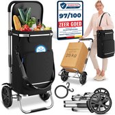 ELONEO Boodschappentrolley op Wielen - Opvouwbaar Boodschappenwagentje met Koelvak, 3-in-1 Trolley, Steekwagen en Schoudertas, Afneembare 43L Boodschappentas (Zwart)