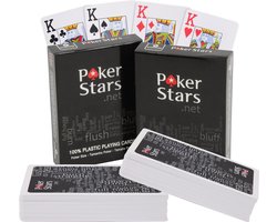 2x PokerStars Plastic Kaartspel (duo-pack) | Pokerkaarten (poker formaat & index) | Waterdicht | Buigvrij en kreukvrij | Flexibel | Speelkaarten voor poker - 2 x Zwart