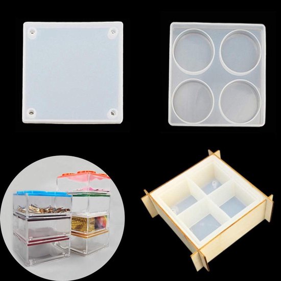 Opslagdoos voor harsmallen: vierkante sieradendoos van siliconen voor ...
