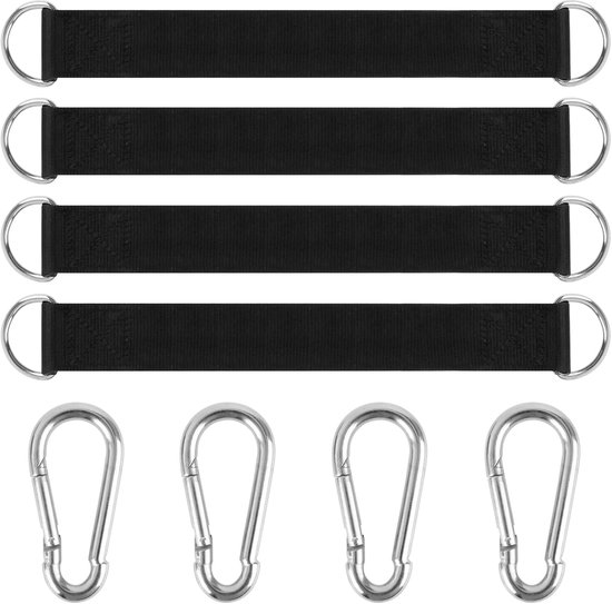 2 Stuks 3m Schommelbevestiging met 2 Zware Karabiners en D-Ringen, Hangmatbevest