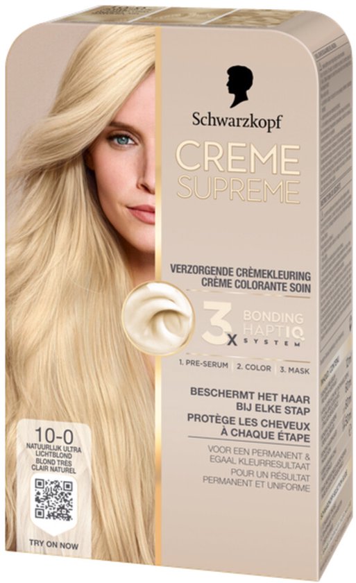 Schwarzkopf - CREME SUPREME 10-0 - Haarkleuring - Natuurlijk Ultra Lichtblond - Permanente Haarverf - Beschermt en Versterkt - Grijsdekking - 245g
