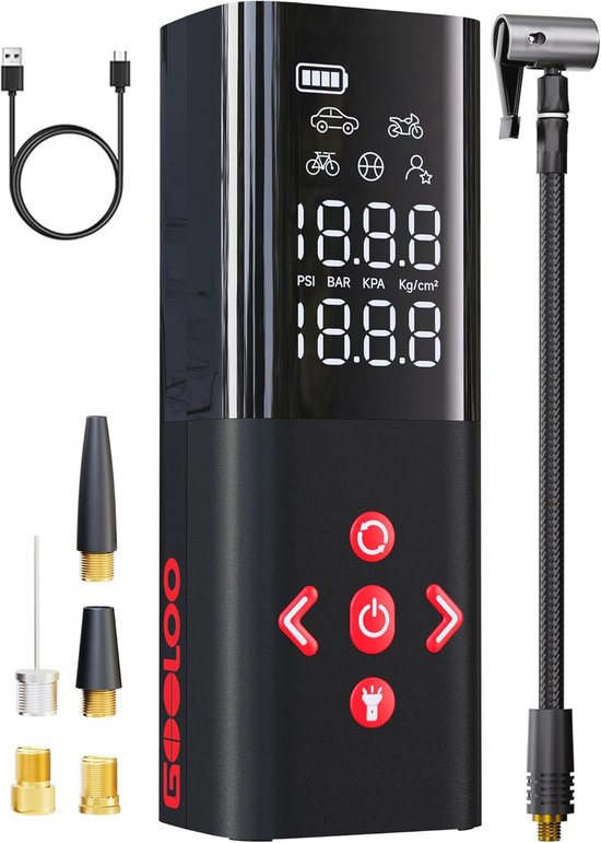 GOOLOO GT150 Draadloze Bandenpomp – 150 PSI, 7500mAh Batterij, 5 Vooraf Ingestelde Modi, LED-scherm, Automatische Uitschakeling, Voor Auto, SUV, Fiets En Meer
