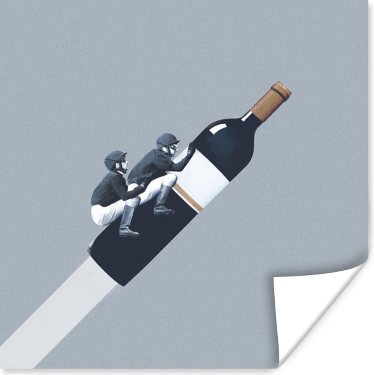 Poster Fles - Mannen - Vintage - 30x30 cm