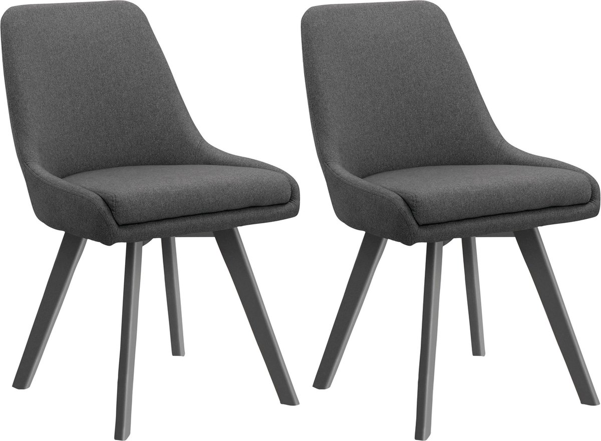 Notio Living Rudi2-Eetkamerstoel - Set van 2 - Antraciet Grijs