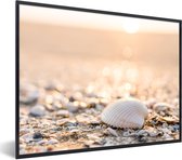 Poster - Fotolijst - Wanddecoratie - Schelpen - Strand - Zon - Poster in lijst - Poster met frame - Poster strand - 80x60 cm - Kader - Woonkamer - Foto in lijst