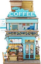 Tonecheer bureau prullenbak: Cape Coffee Shop | Houten 3D-puzzel | Sensor | DIY-miniatuurhuis | TQ181