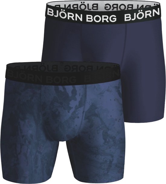 Björn Borg Performance Lange short 2 Pack Blauw Polyester