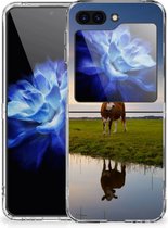 GSM Hoesje Geschikt voor Samsung Galaxy Z Flip 5 Backcase TPU Siliconen Hoesje Koe