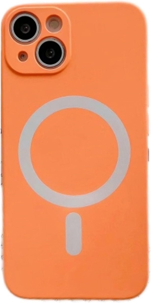 Hoesje geschikt voor iPhone 14 Pro Max - Backcover - Geschikt voor MagSafe - TPU - Oranje