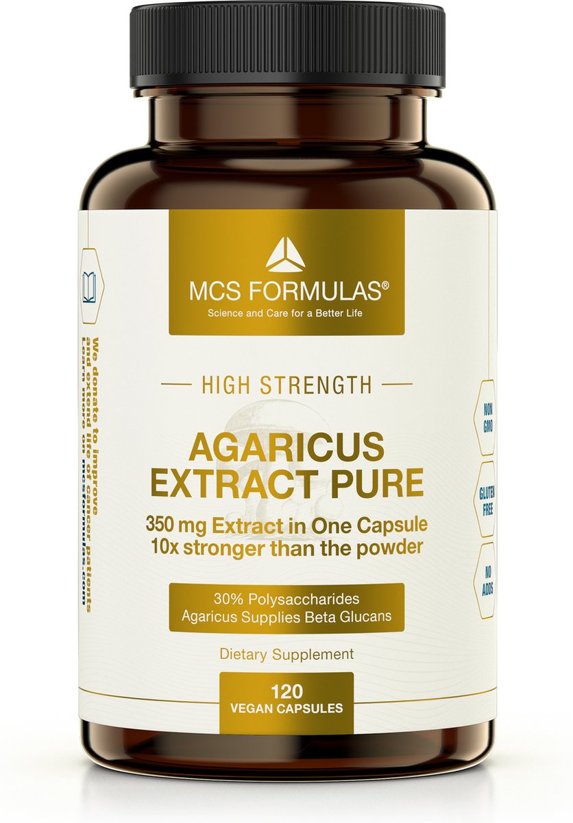 Goedkoopste Agaricus Extract - 350mg Capsule - 30 Polysaccharides - 10x stronger than the typical Agaricus powder