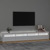 The Living Store TV-meubel - Middelgroot 240x35x40 cm - Hoogglans wit - RGB LED-verlichting