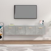 The Living Store Wandkast - Betongrijs - 80 x 35 x 36.5 cm - Bewerkt hout