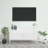 Meuble TV The Living Store - Construction en acier - 105 x 35 x 50 cm - Wit