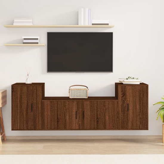 The Living Store TV-meubelset - Bruineiken - 100 x 34.5 x 40 cm / 40 x 34.5 x 60 cm