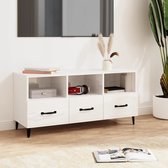 The Living Store TV-meubel Moderne Mediakast - 102 x 35 x 50 cm - Hoogglans wit
