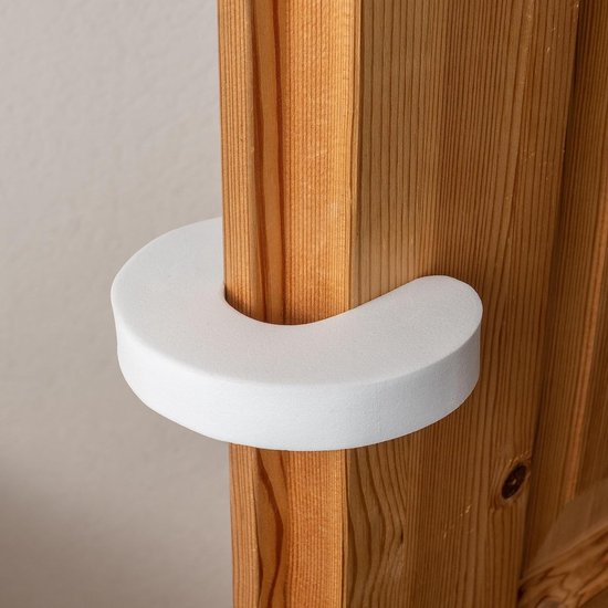 Deurstopper voor de deurklink, deurklink, linnen beige, knelbeveiliging, Scandinavisch - Nederland