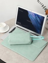 13 inch laptophoes met standaard tas-mint groen (Smiley)