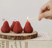 Kaarsen - Neerzet kaarsen - Aardbeien - Geurkaars - Cadeau - Giftset - Set van 4 stuks