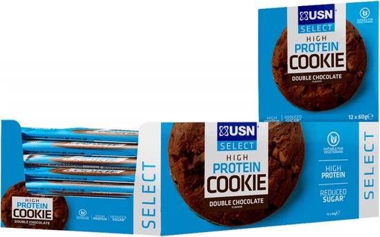 USN Select Cookie (12x60g) Double Chocolate - Functionele voeding ...