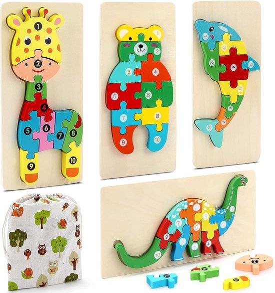 Puzzles pour enfants en bois - Bundle 4 pièces - Puzzle Animaux