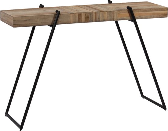 The Living Store Wandtafel Industrial - Gerecycled teakhout - 120 x 35 x 81 cm
