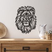 Décoration murale - Lion - Animaux - Bois - Art Décoration murale - Décoration Murale - Salon - Zwart - 37 x 29 cm