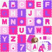 KIDIZ® 86-Delige Puzzelmat Speeltapijt Schuimmat Kindertapijt, Puzzel Cijfers en Letters Beschermende Mat - Roze met grote korting