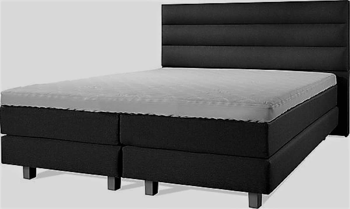 Boxspring Luxe 200x210 Horizon Zwart Lederlook
