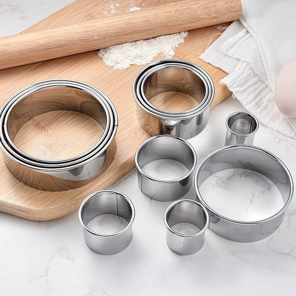 SZXMDKH Koekjessnijderset 24 stuks mini koekjessnijders roestvrij staal hart ster cirkel ronde bloemvormen gebak bakvorm voor koekjesfondant taart decoreren
