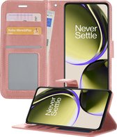 Hoesje Geschikt voor OnePlus Nord CE 3 Lite Hoesje Book Case Hoes Wallet Cover - Hoes Geschikt voor OnePlus Nord CE 3 Lite Hoesje Bookcase Hoes - Rosé goud