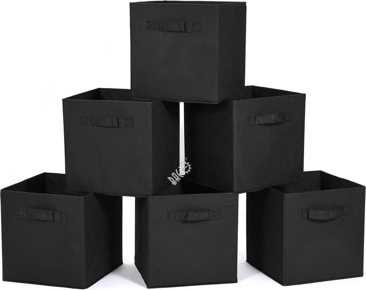 Inklapbare kubus opbergdozen, 6-pack, grijs, 31 x 31 x 31 cm