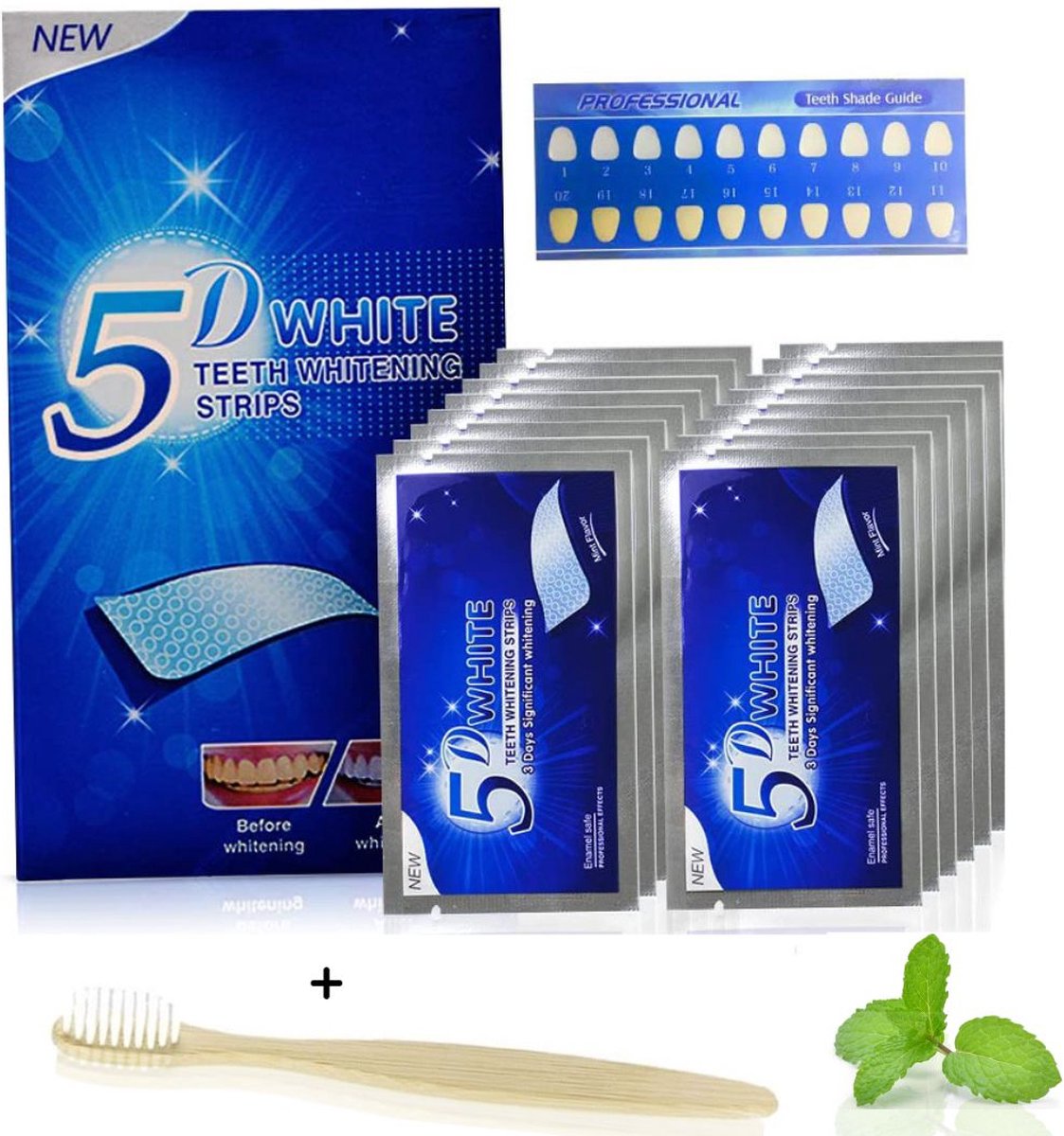 KoopKrachtig - Teeth whitening strips - whitening strips - tandenbleekset - tandenblekers strips - tanden bleken - crest whitestrips - inc. tandenborstel