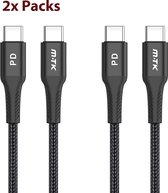 M.TK USB C naar USB C kabel 1 Meter (2 Stuks) | USB 3.0 - Gevlochten Nylon USB-C Kabel | USB C Opladkabel 5A Snelle Kabel (2 stuks)