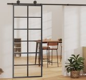 The Living Store Schuifdeur - Transparant ESG Glas - Alu Frame - Geruisloze Deurdemper - Inclusief Montageaccessoires - 76 x 205 cm - 5 mm Glasdikte - 2 cm Deurdikte - 20.38 kg