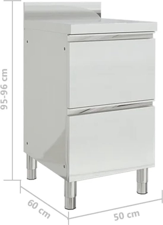 Armoire de cuisine commerciale The Living Store - 50 x 60 x (95 - 96) cm - Acier inoxydable