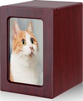 Unieke Huisdier Urn - Met fotolijstje - Urn voor huisdier - Met Levensboom en Frame - Crematie - Kat / hond / Konijn urn - Koester Liefdevolle Momenten - BRUIN