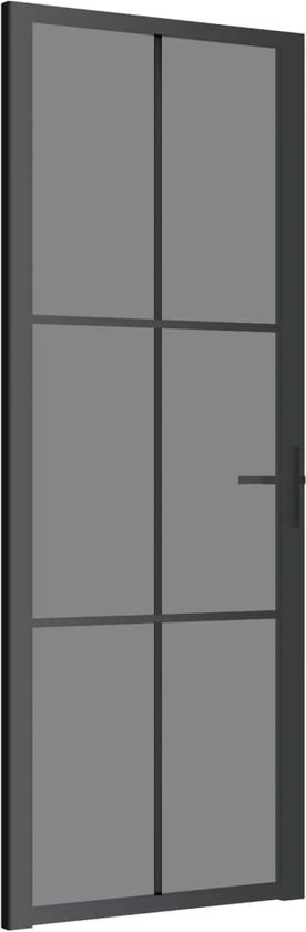vidaXL-Binnendeur-76x201,5-cm-ESG-glas-en-aluminium-zwart