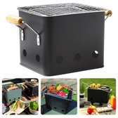 Bol.com Cheqo® BBQ Kubus - Mini-Barbecue - Mat Zwart - Compacte Eenpersoons Barbecue - 18x15xH15 cm - Geschikt voor Houtskool - ... aanbieding