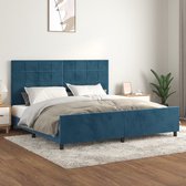 The Living Store Bedframe Fluwelen Donkerblauw - Verstelbare Hoogte - Multiplex Lattenbodem - Comfortabele Ondersteuning