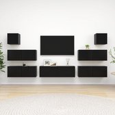 The Living Store Tv-meubelset - Hangend - Spaanplaat - Zwart - 80x30x30cm - 100x30x30cm - 30.5x30x30cm