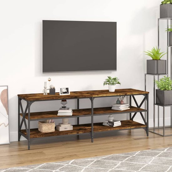 The Living Store TV-meubel Industrieel - 140 x 40 x 50 cm - Gerookt eiken